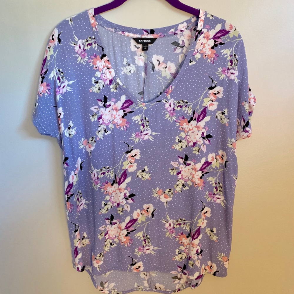 Express Deep V Neck Floral Top